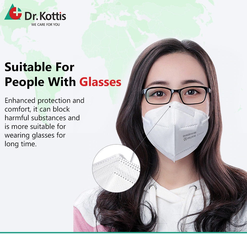 Dr. Kottis N95 Anti-Pollution Face Mask (Pack of 10), 5 Layer Protection, Filtration>95%
