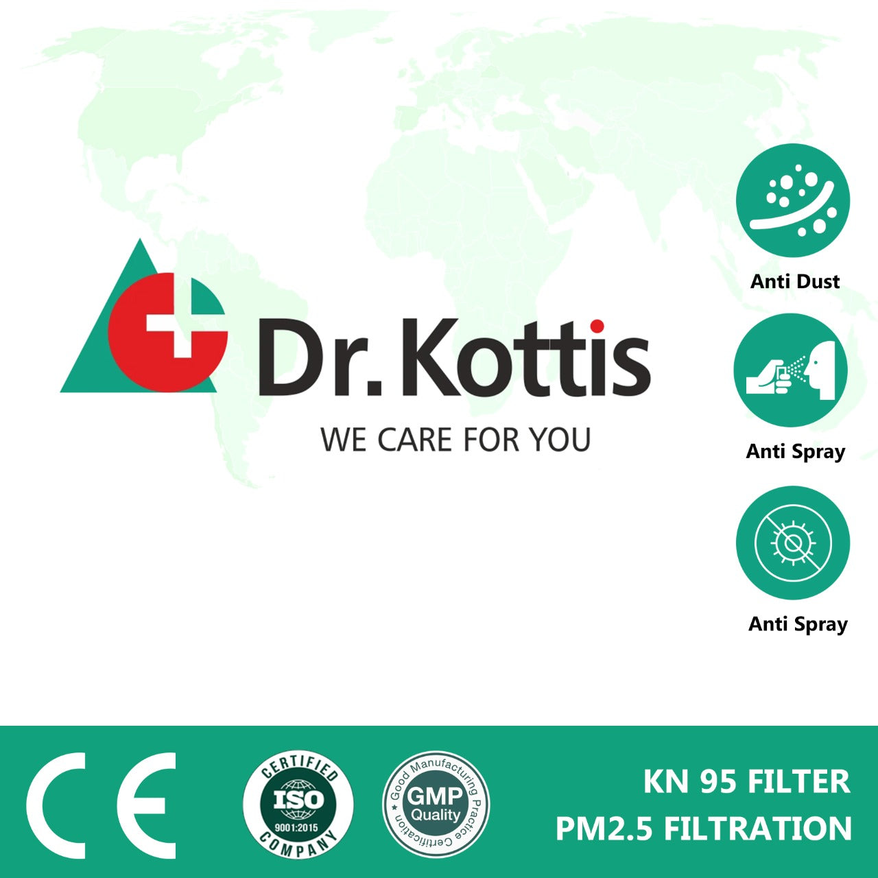 Dr. Kottis N95 Anti-Pollution Face Mask (Pack of 10), 5 Layer Protection, Filtration>95%