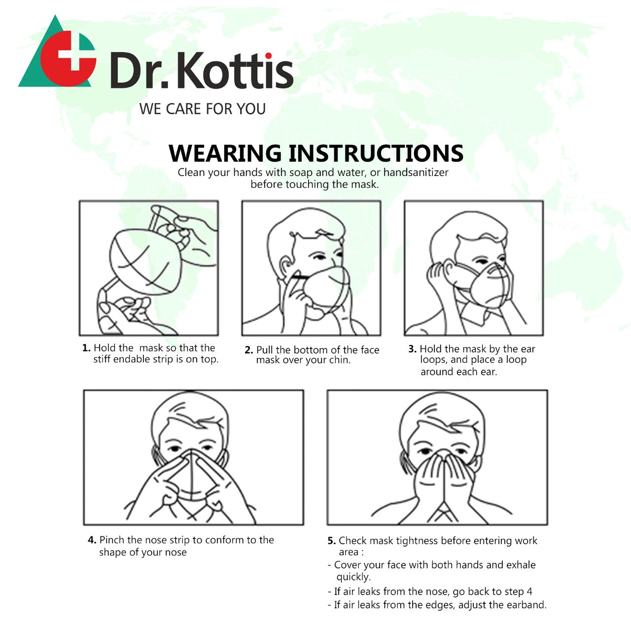 Dr. Kottis N95 Anti-Pollution Face Mask (Pack of 10), 5 Layer Protection, Filtration>95%