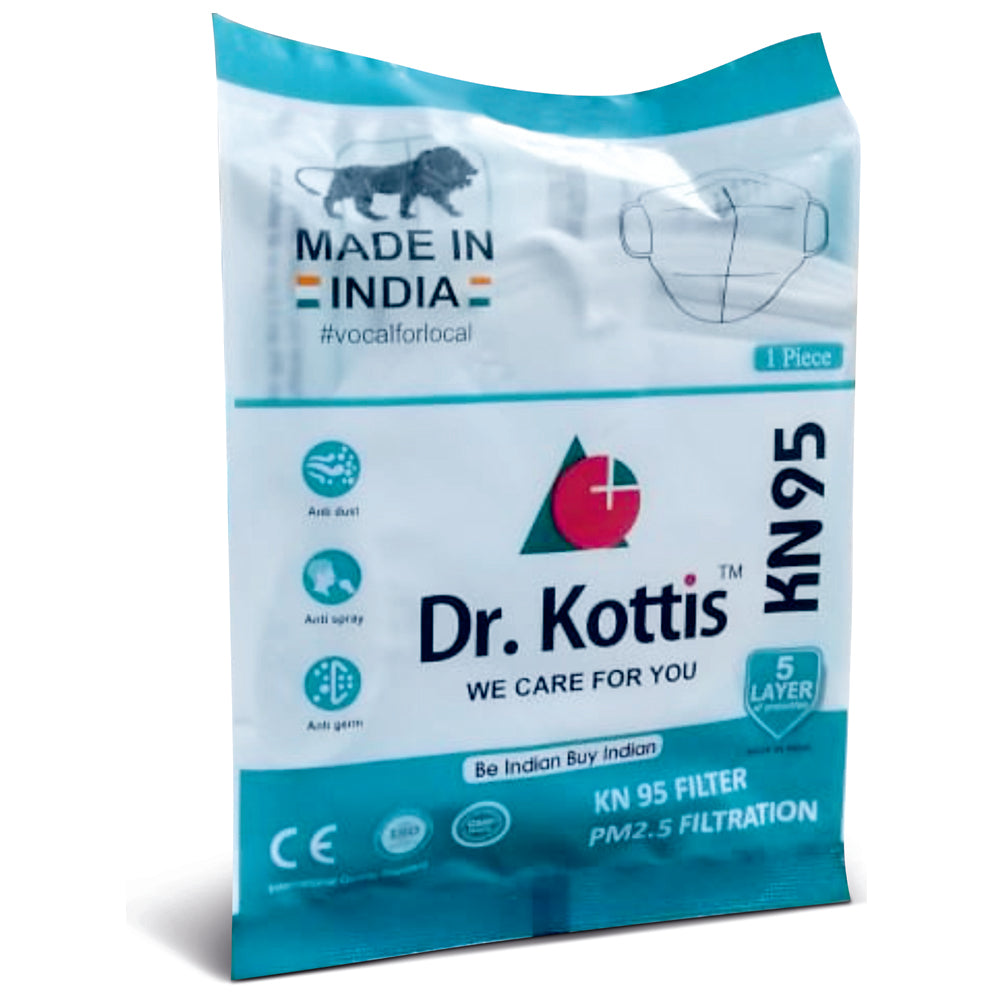 Dr. Kottis N95 Anti-Pollution Face Mask (Pack of 10), 5 Layer Protection, Filtration>95%